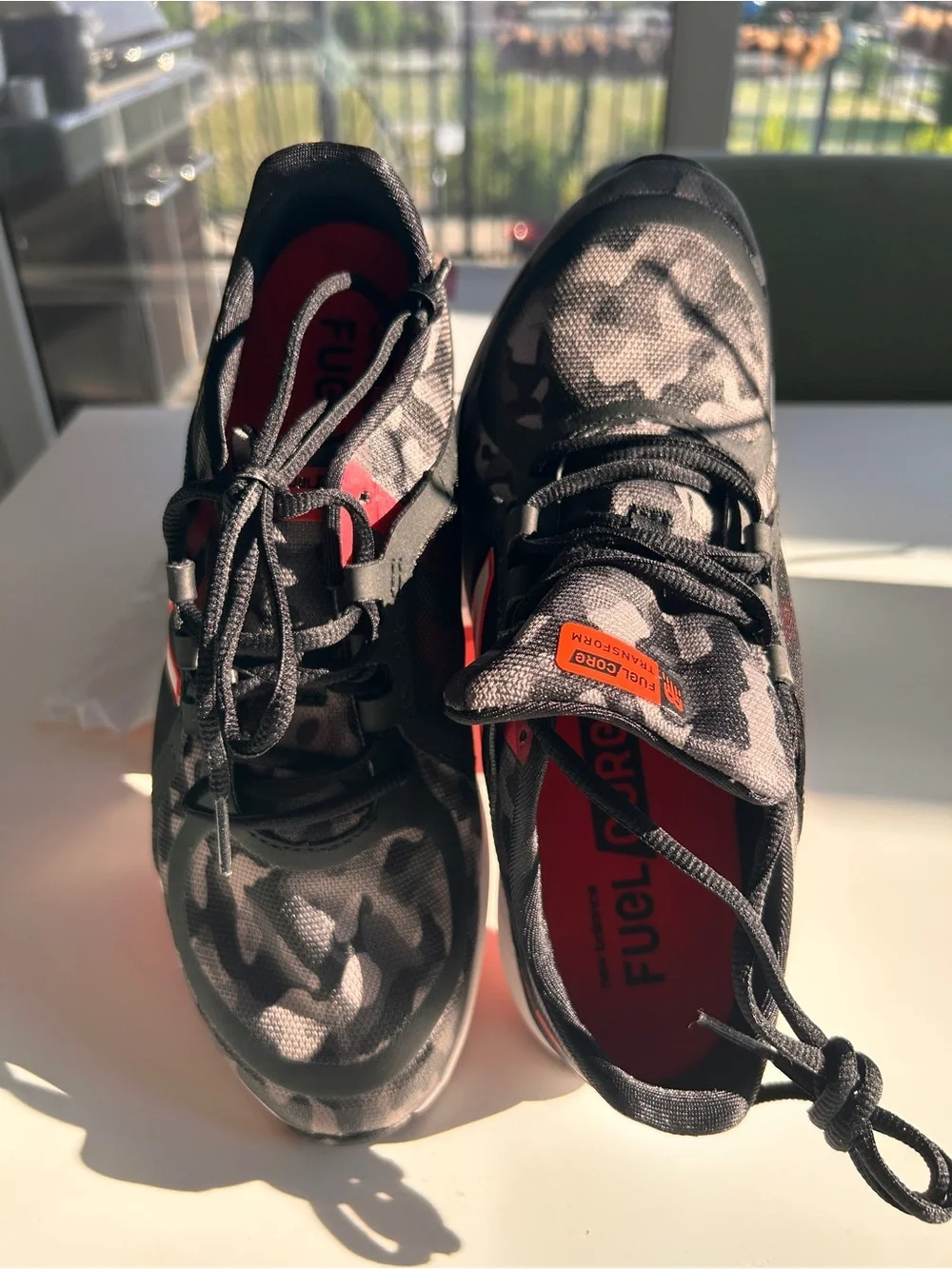 New Balance Women’s Black Gray Camo FuelCore Transform Athletic Sneakers